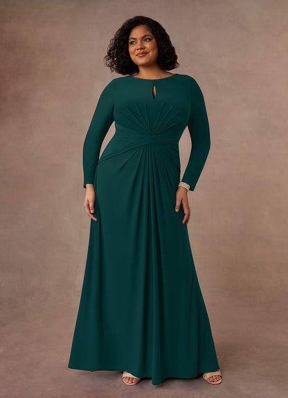 Pine A-Line Pleated Luxe Knit Dress