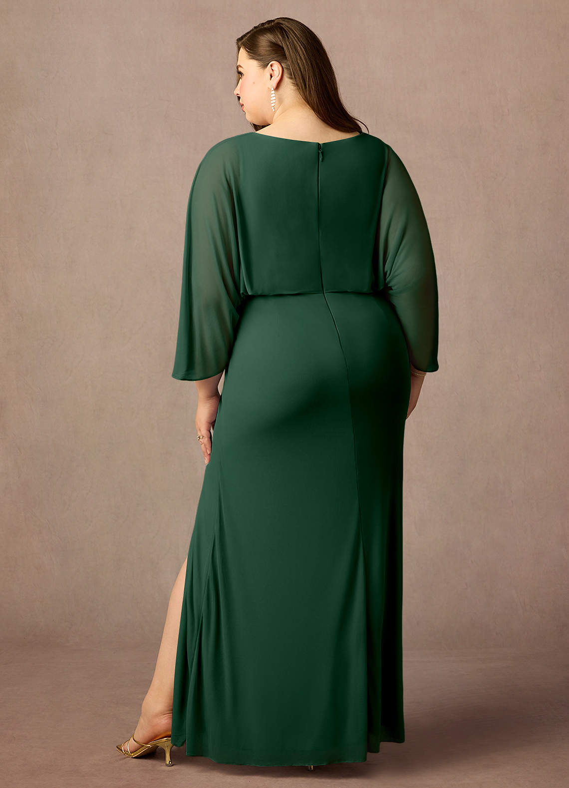 Dark Green Mermaid Pleated Mesh Dress