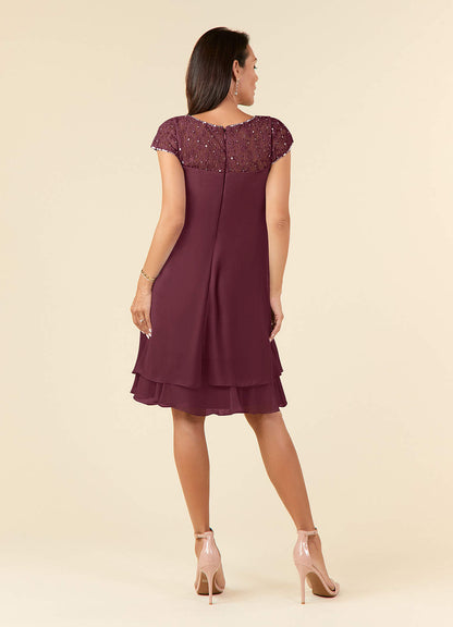 Cabernet Empire Sequins Chiffon Dress