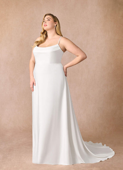 Diamond White A-Line Beaded Crepe Back Satin Dress