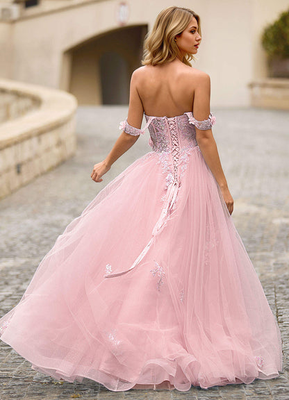 Eleanor Pink 3D Floral Lace Prom Dress  Dress