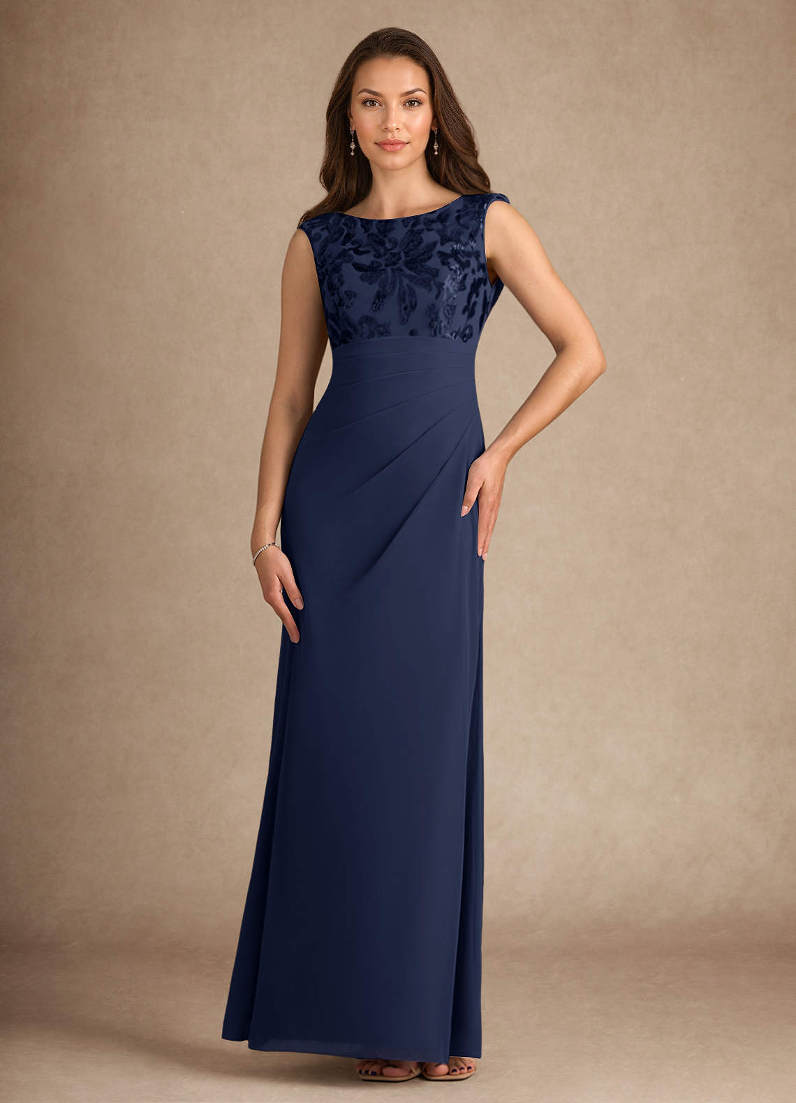 Dark Navy A-Line Sequins Dress