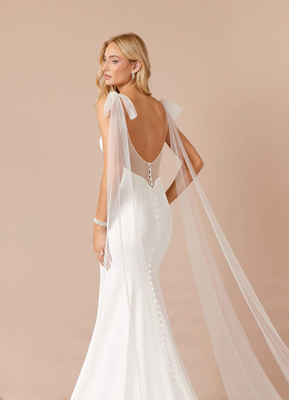 Diamond White Mermaid Stretch Crepe Dress