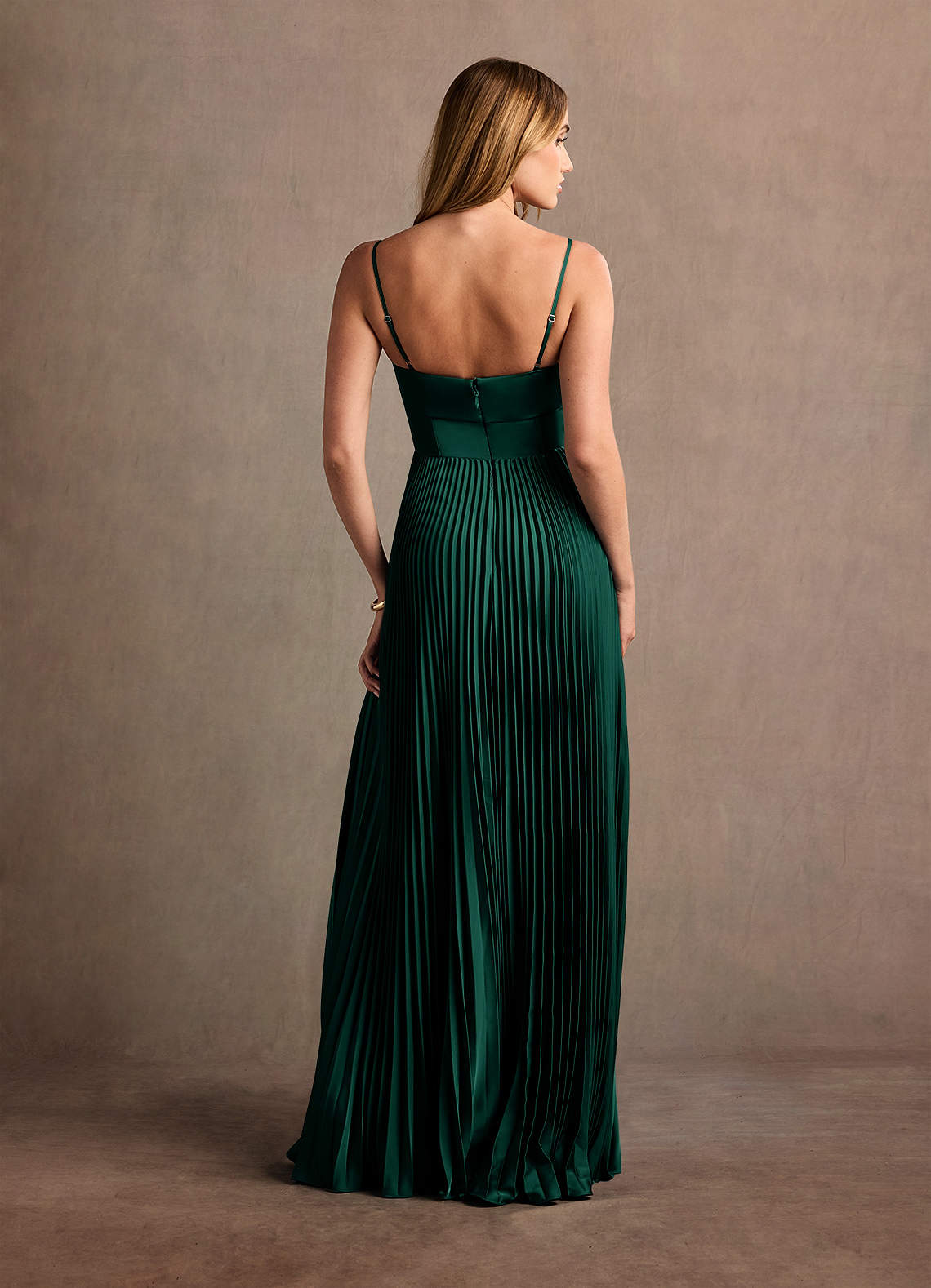 Styla Hunter Green Pleated Maxi Dress