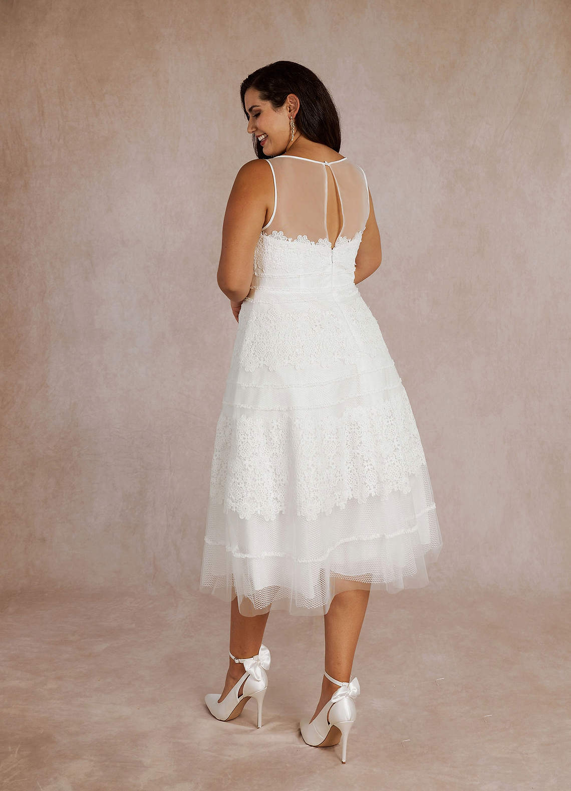 Diamond White A-Line Sweetheart Lace Tulle Dress
