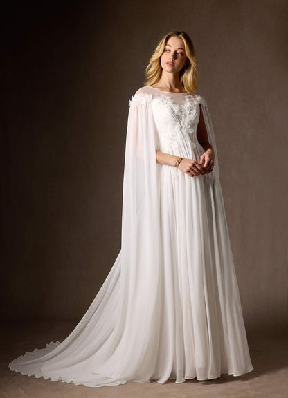 Diamond White A-Line Scoop Chiffon Dress