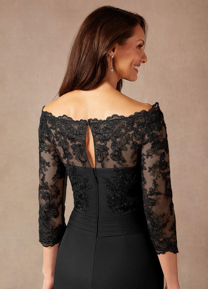 Black Mermaid Off the Shoulder Mesh Dress