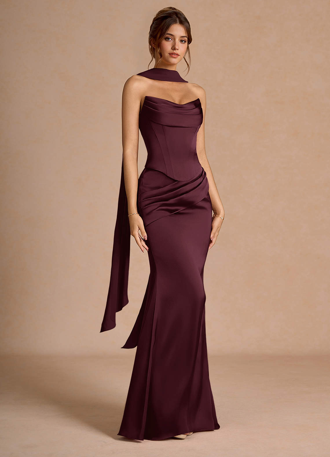Sorrel Wine Corset Two-Piece Sets  Dress