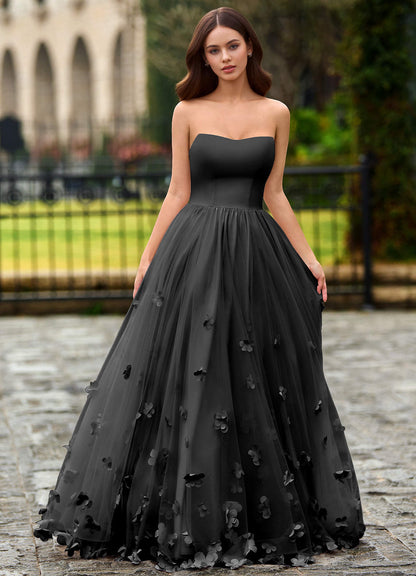 Calliope Black Flower Blossom Prom Dress