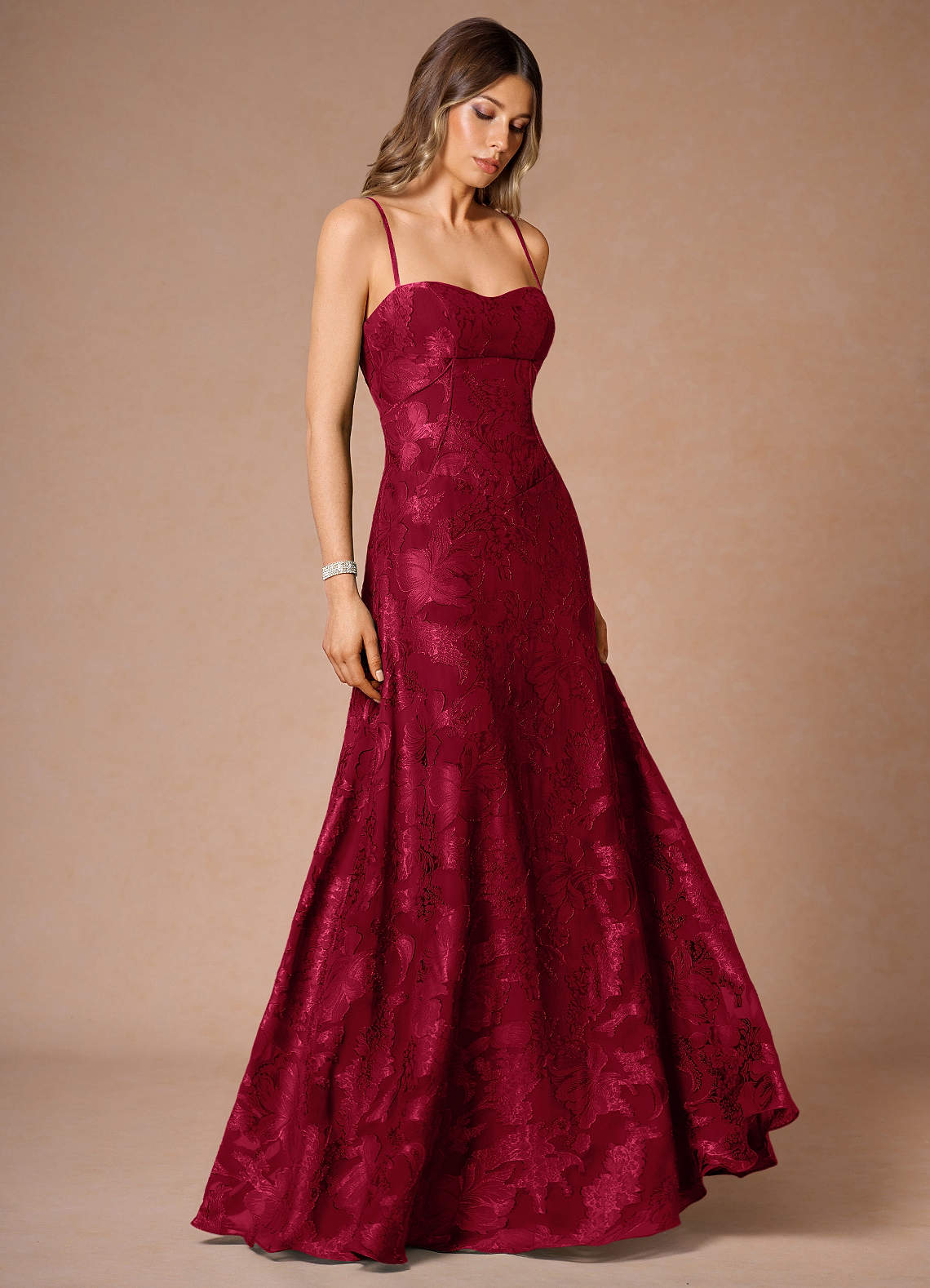 Thalyn Ruby Red Long Prom Dress