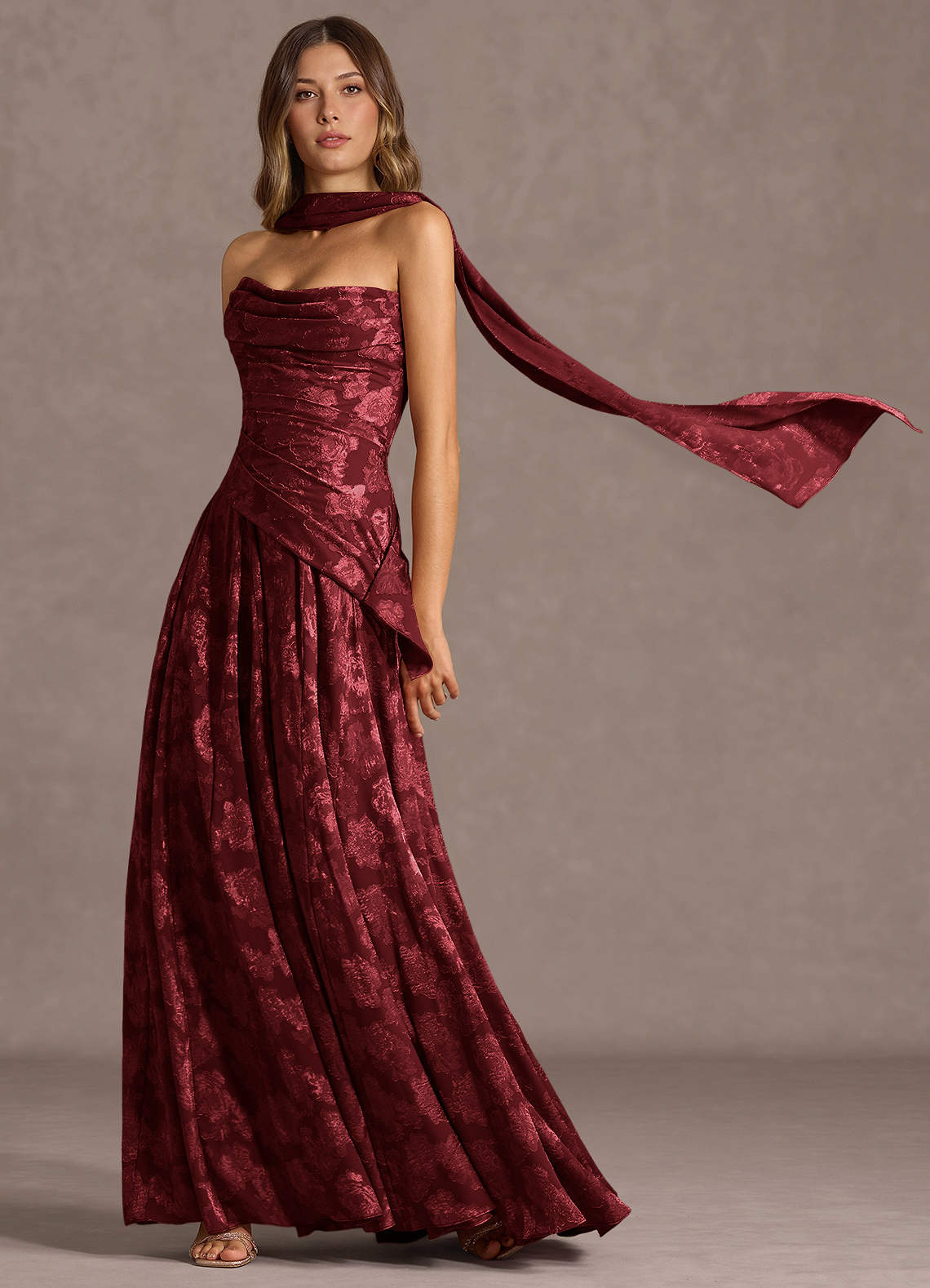 Gabriela Wine Maxi Dress  Dress