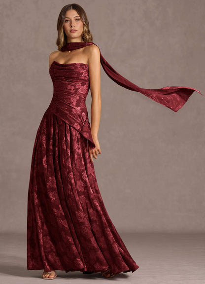 Gabriela Wine Maxi Dress  Dress