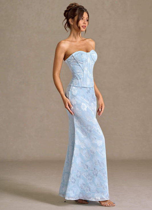 Alyssa Powder Blue Corset Two-Piece Dress