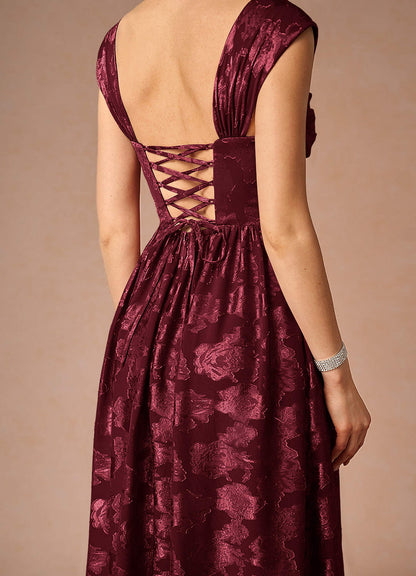 Hazel Wine Pleated Maxi Dress  Dress