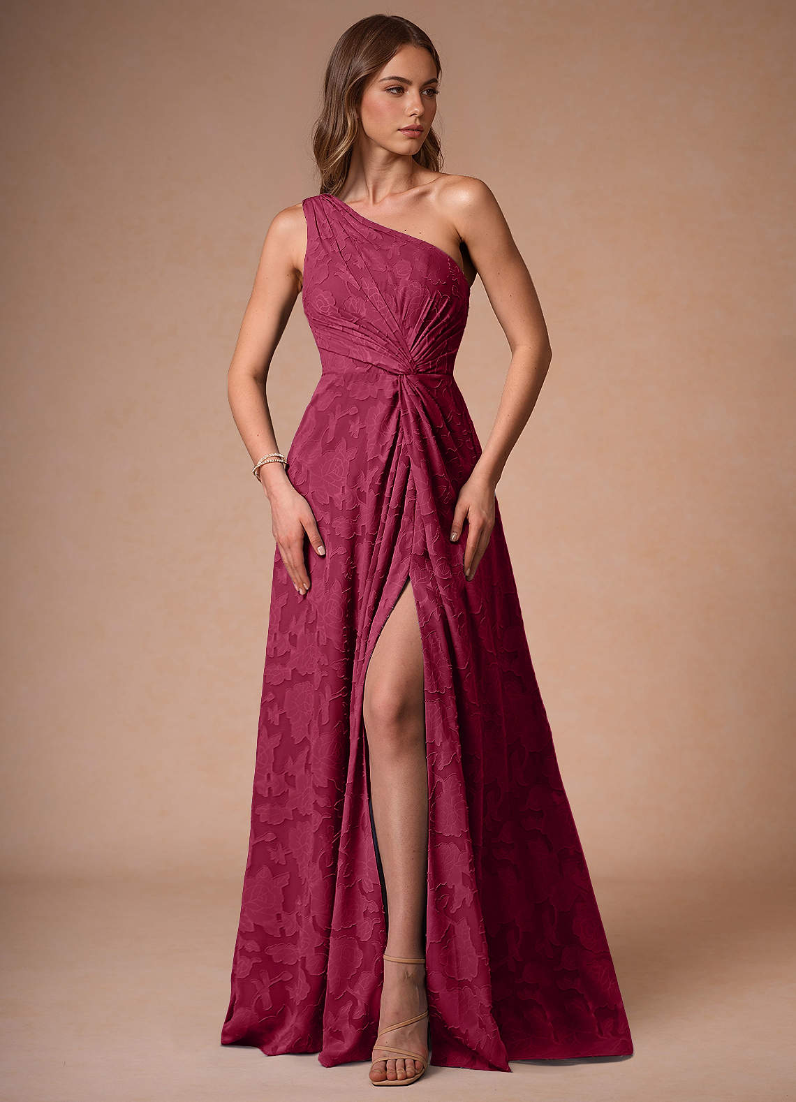 Hermosa Merlot One Shoulder Maxi Dress  Dress