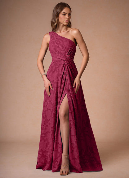 Hermosa Merlot One Shoulder Maxi Dress  Dress