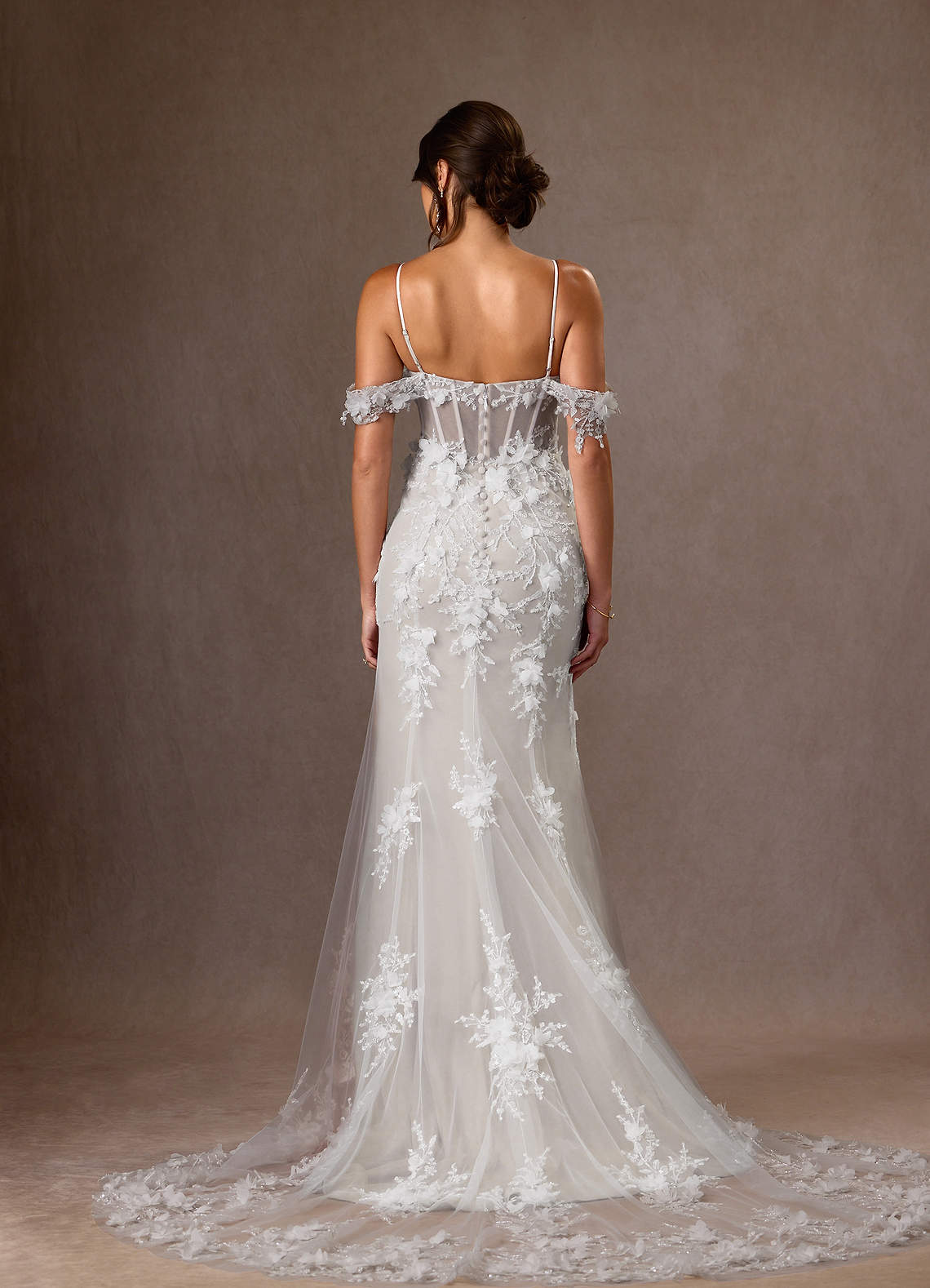 Diamond White Mermaid Strapless Lace Dress