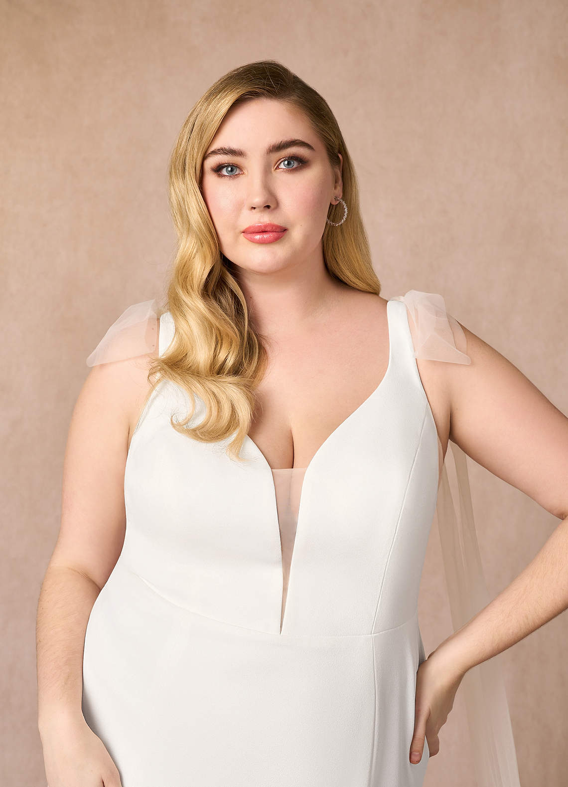 Diamond White Mermaid Stretch Crepe Dress