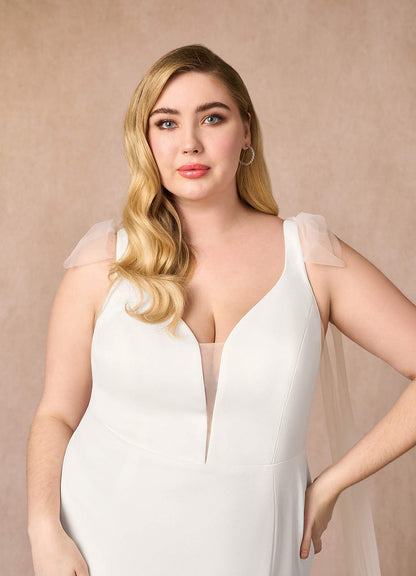 Diamond White Mermaid Stretch Crepe Dress