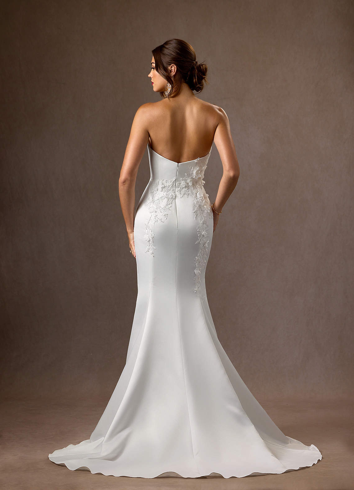 Diamond White Mermaid Strapless Matte Satin Dress