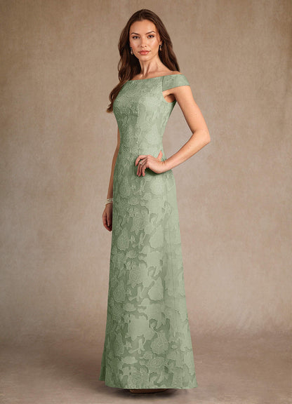 Dusty Sage A-Line Boatneck Floral Burnout Dress