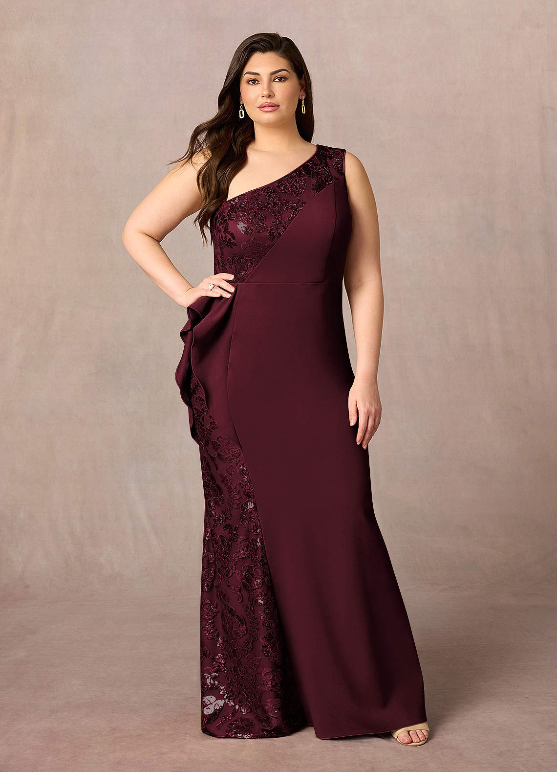 Cabernet Mermaid Sequins Lace Dress