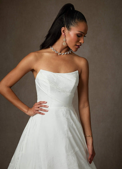 Diamond White Ball-Gown Floral Jacquard Dress