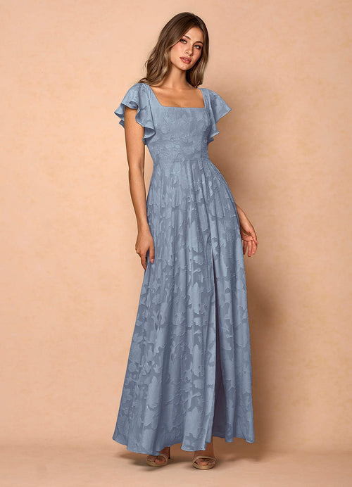 Anna Powder Blue Ruffled Maxi Dress