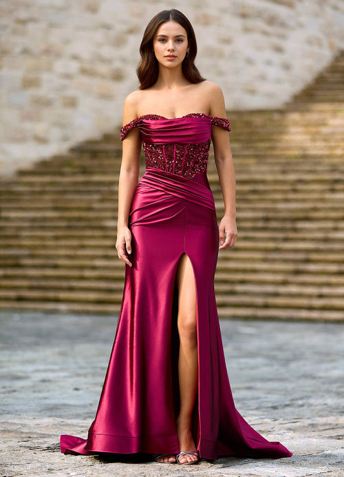 Coraline Ankara Red Lace Sheath-To-Flare Prom Dress