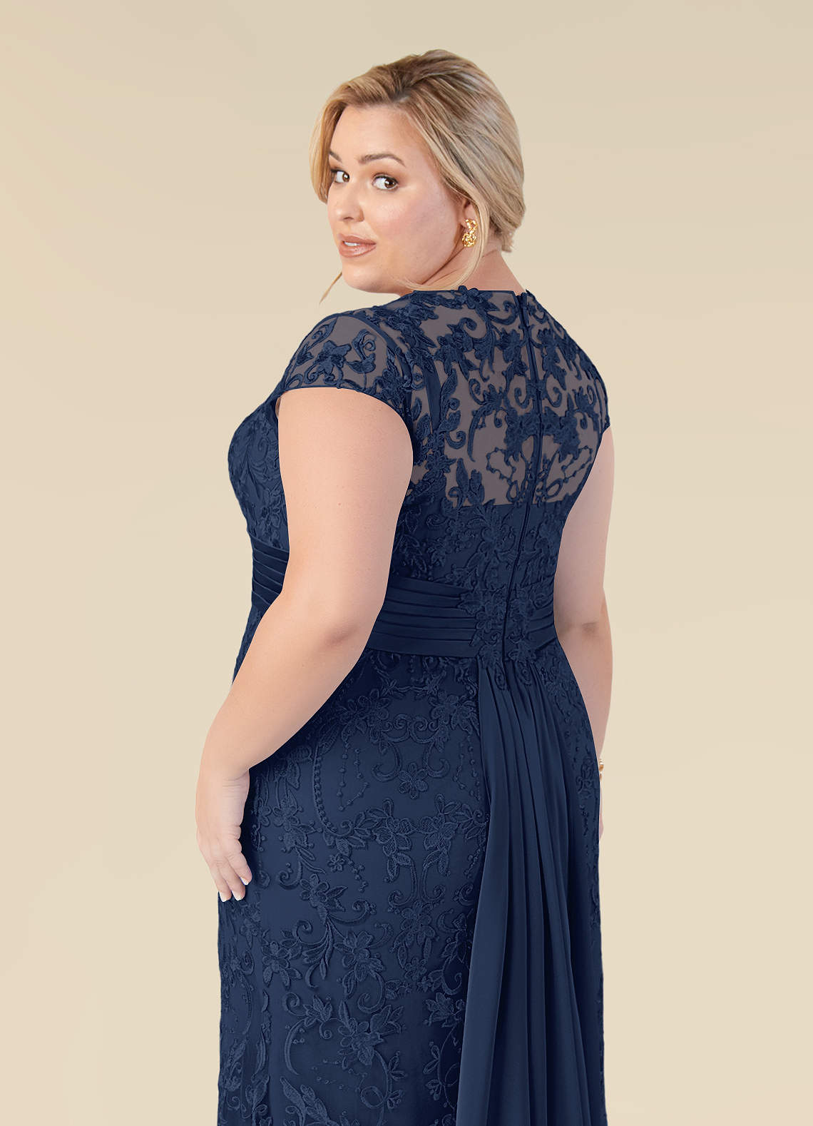 Dark Navy Mermaid Lace Dress