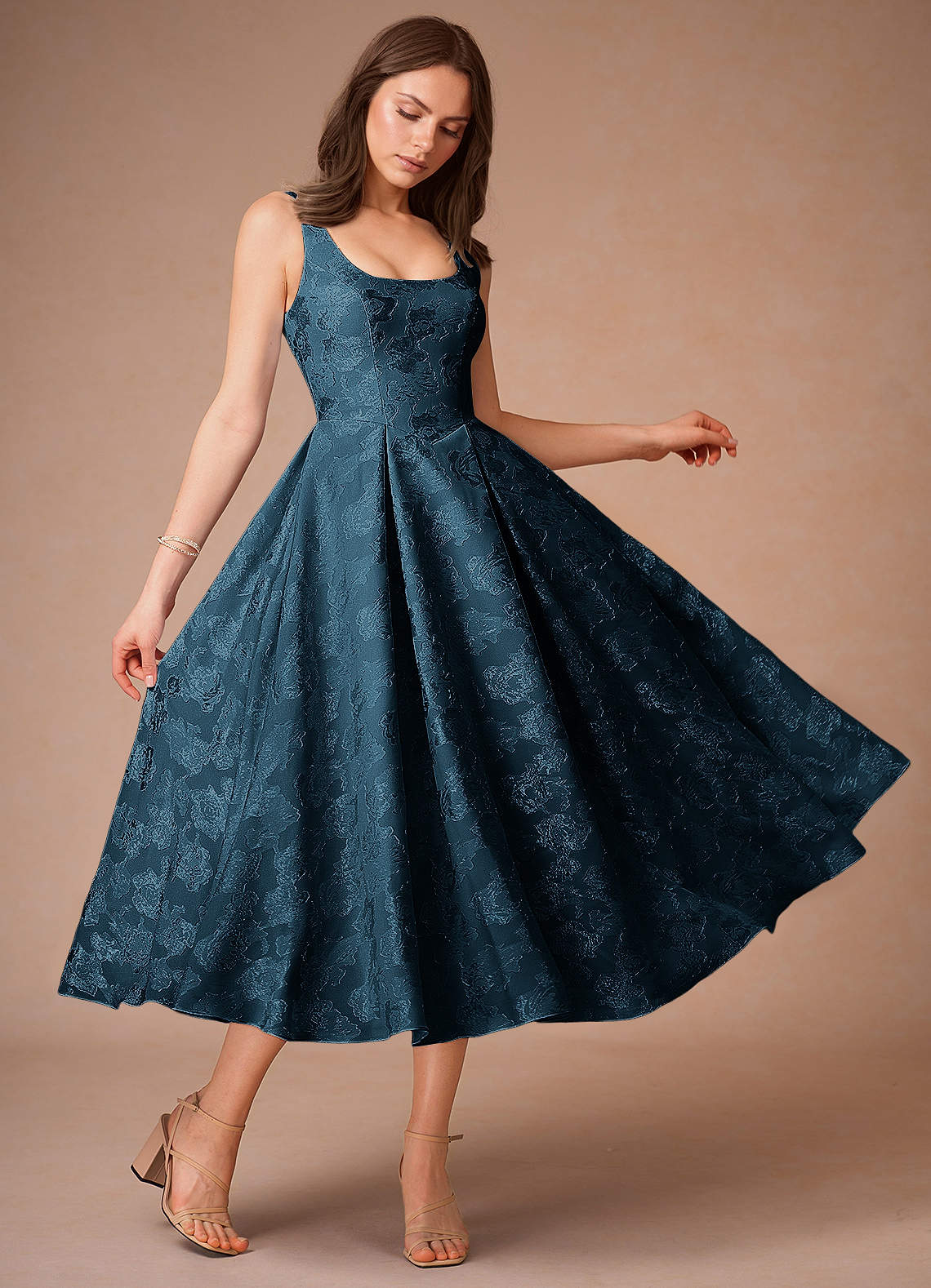 Briac Navy A-Line Midi Dress