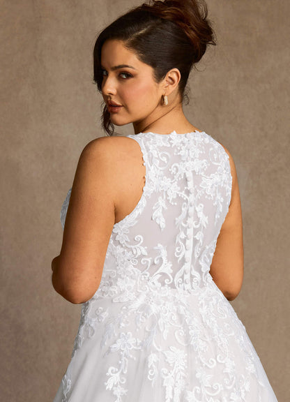 Diamond White A-Line Sweetheart Lace Tulle Dress