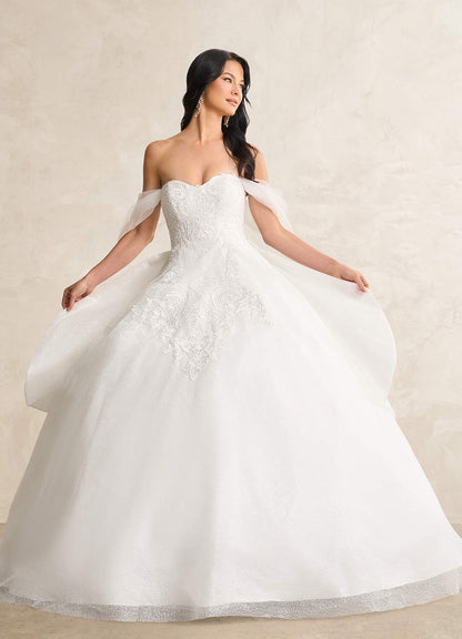 Diamond White Ball-Gown Sequins Tulle Dress