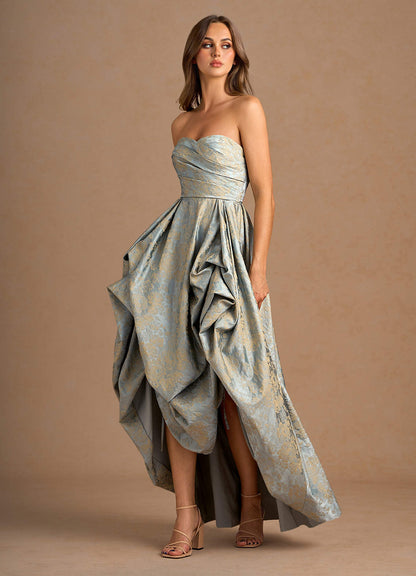 Maelis Vintage Blue Maxi Gown  Dress