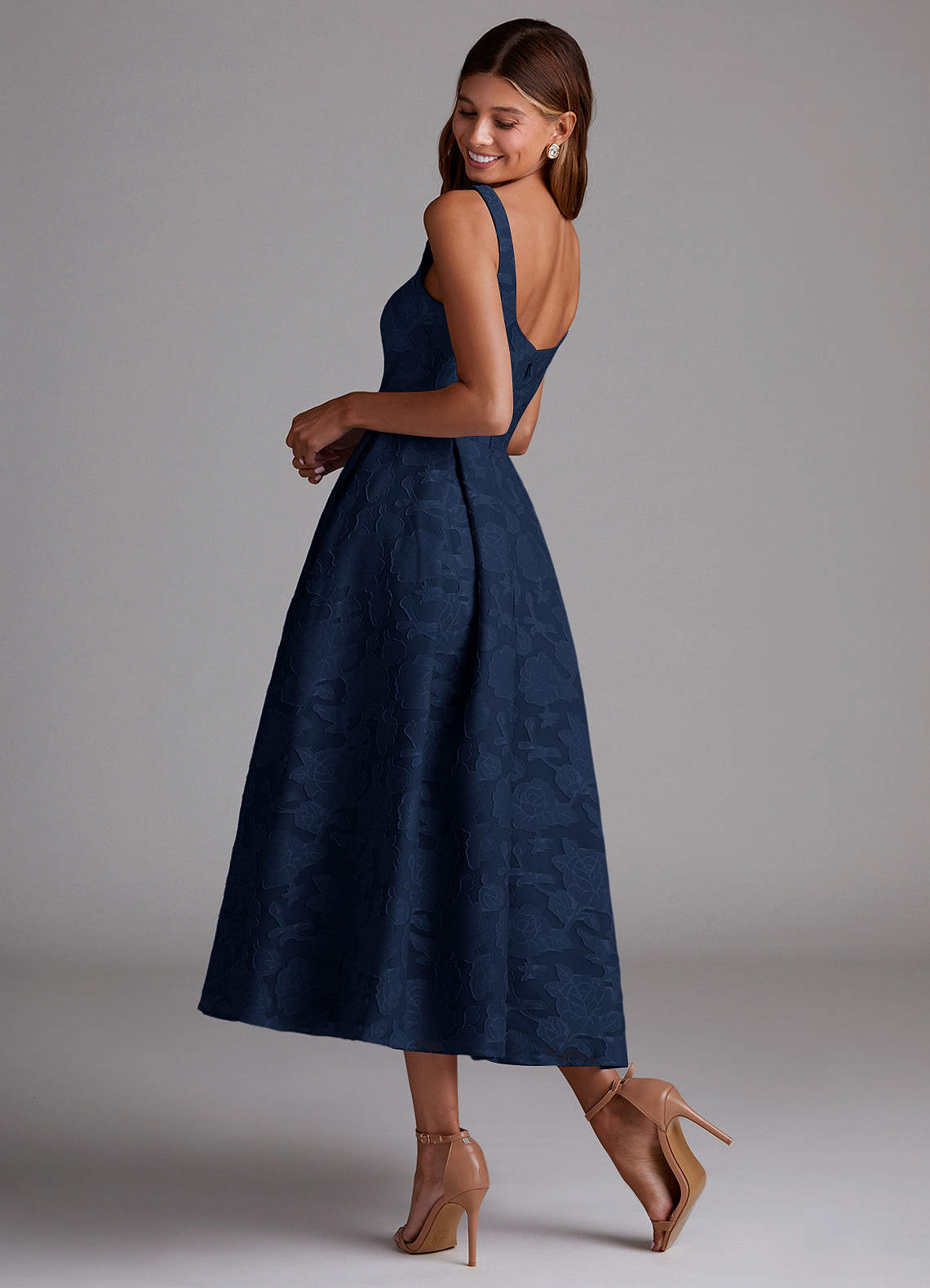Amalie Navy A-Line Midi Dress