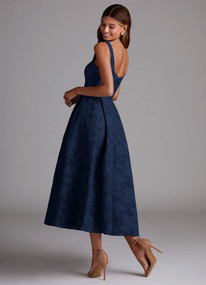 Amalie Navy A-Line Midi Dress