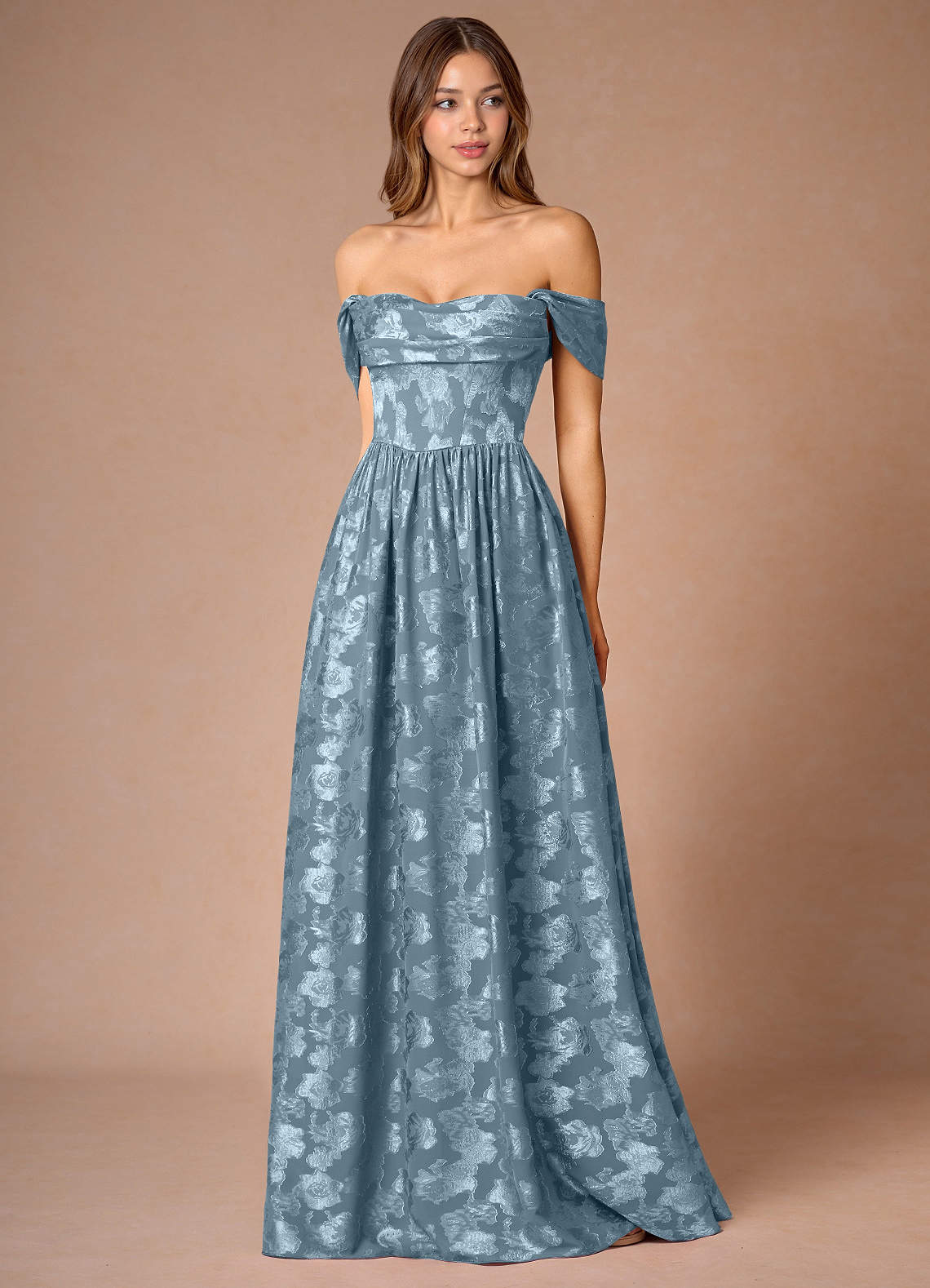 Briar Dusty Blue Modest Prom Dress