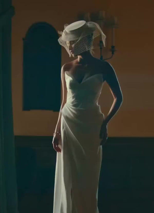 Diamond White Mermaid Strapless Double Faced Satin Dress