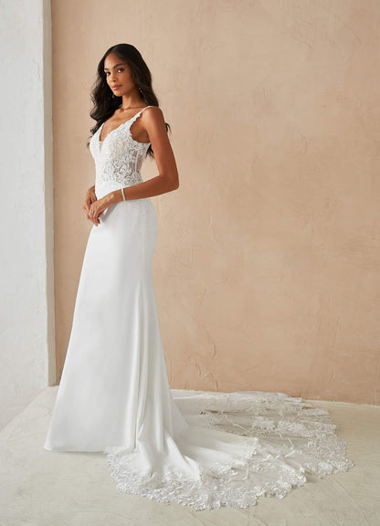 Diamond White Mermaid Sequins Stretch Crepe Dress