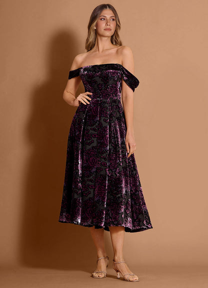 Eunice Black Amethyst Midi Dress