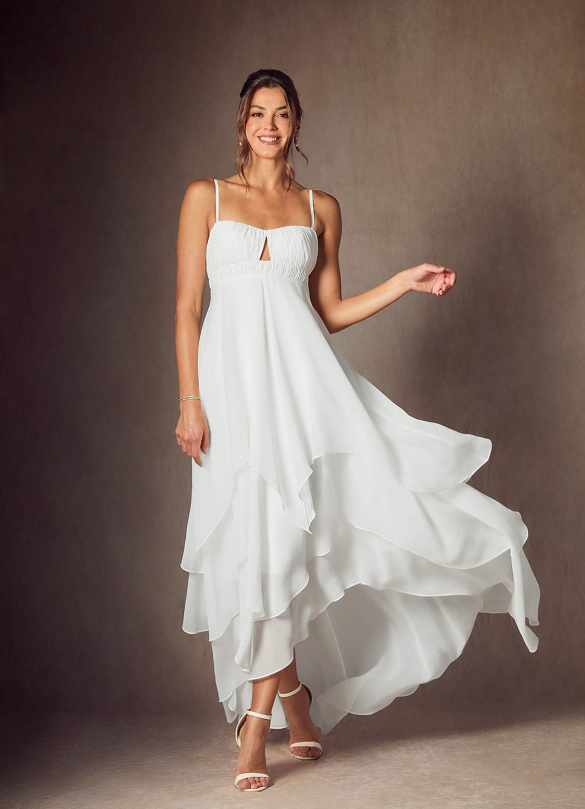 Diamond White A-Line Sweetheart Neckline Chiffon Dress