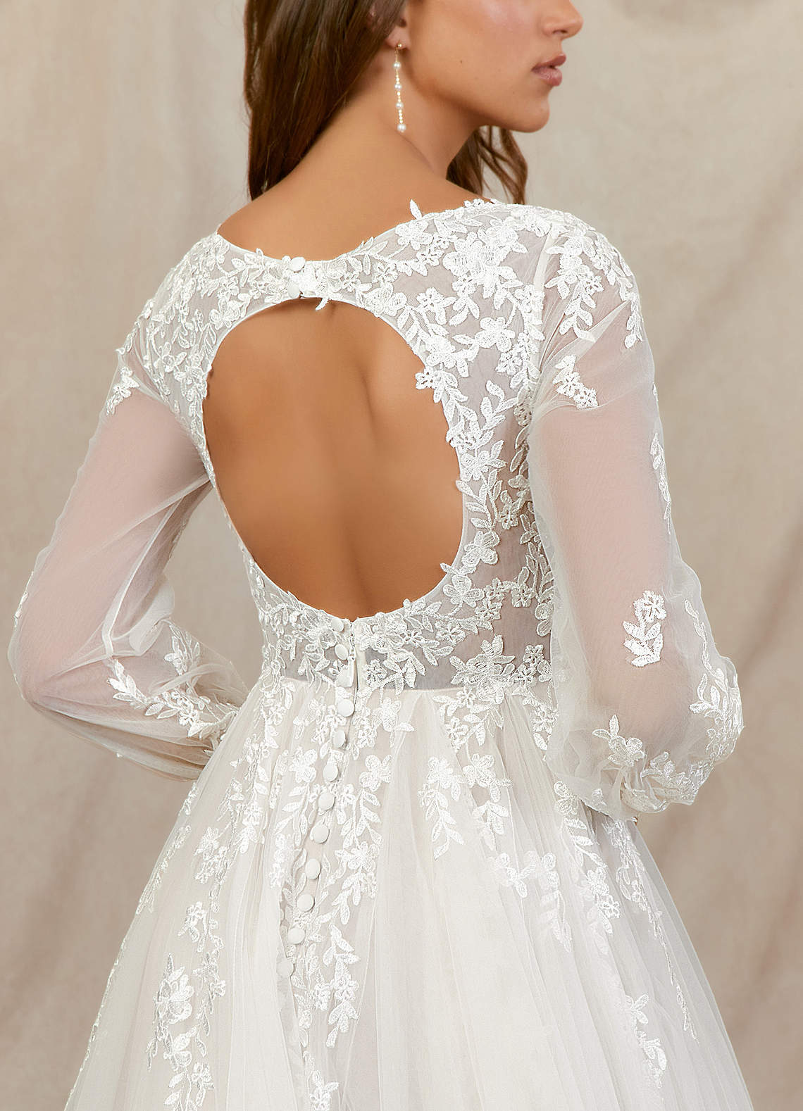Diamond White A-Line V-Neck Tulle Dress