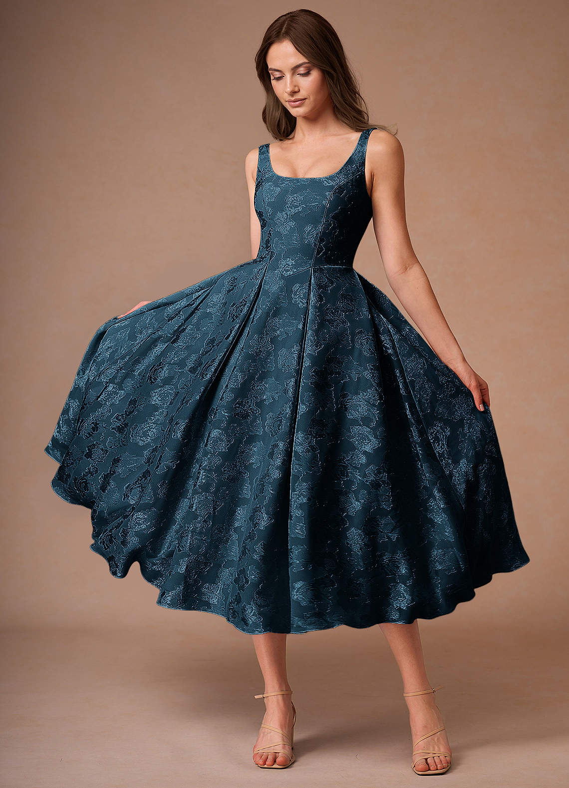 Briac Navy A-Line Midi Dress