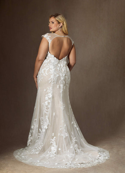 Diamond White Champagne Mermaid Sweetheart Sequins Tulle Dress