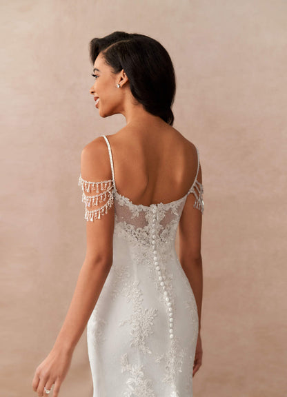 Diamond White Mermaid Sequins Tulle Dress