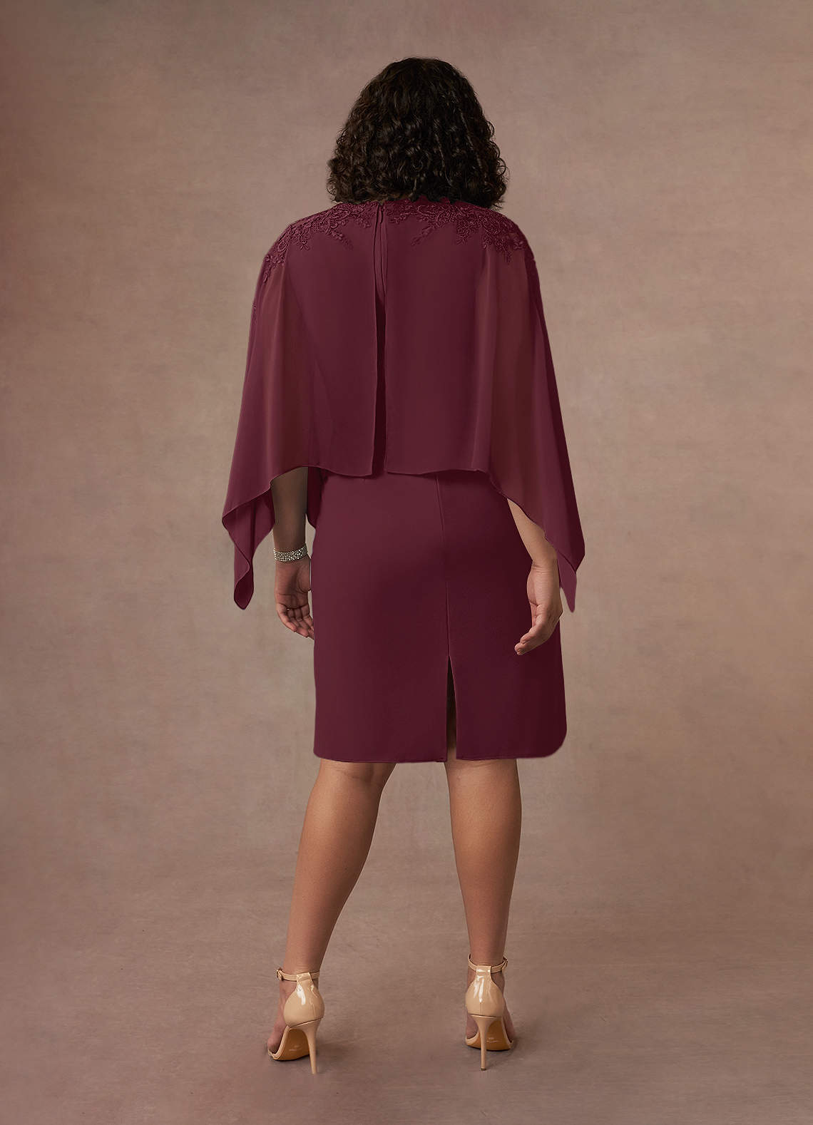 Cabernet Sheath Lace Chiffon Dress