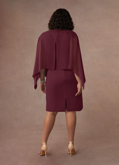 Cabernet Sheath Lace Chiffon Dress