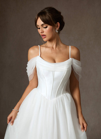 Diamond White Ball-Gown Tulle Dress