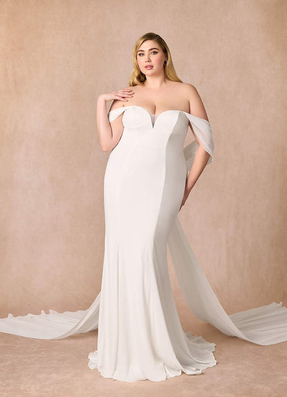 Diamond White Mermaid Off the Shoulder Chiffon Dress