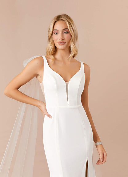 Diamond White Mermaid Stretch Crepe Dress